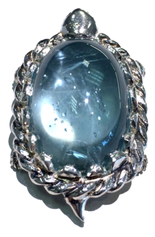 White Gold Sliding Aquamarine Turtle pendant with Sapphire eyes